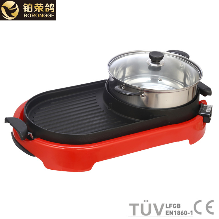 單溫控?zé)緺t家用韓式無(wú)煙一體鍋電烤爐烤肉機(jī)商用不粘電烤盤(pán)