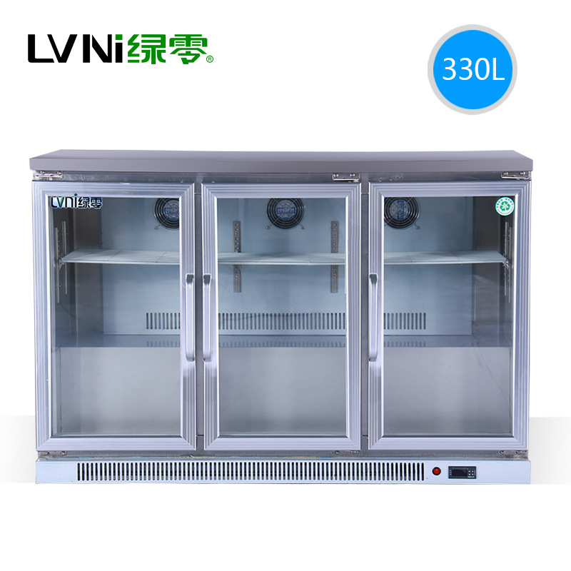 LVNI 三門風(fēng)冷吧臺柜 桌上型啤酒展示冷藏柜 商用保鮮展示冰柜